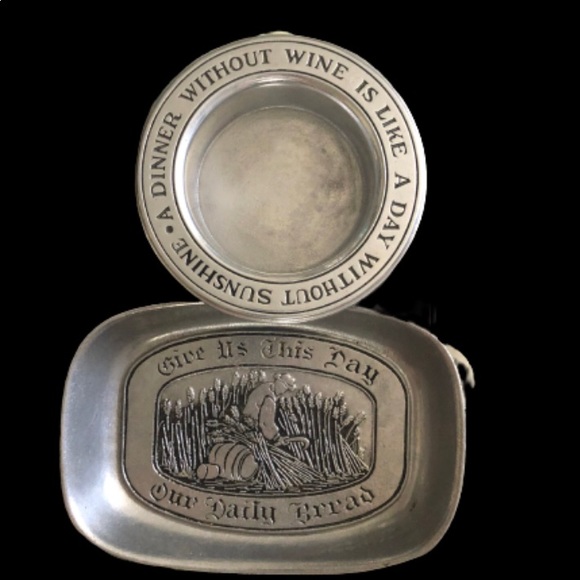 Wilton Pewter Tray and Wine Bottle Holder (Set 2) - Picture 1 of 5